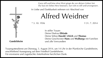 Anzeige von Alfred Weidner von MGO
