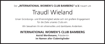 Anzeige von Traudl Wieland von MGO