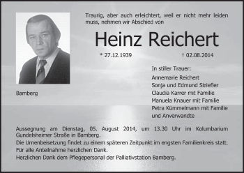 Anzeige von Heinz Reichert von MGO