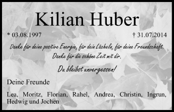 Anzeige von Kilian Huber von MGO