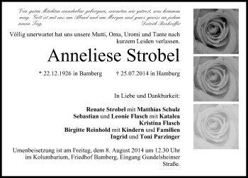 Anzeige von Anneliese Strobel von MGO