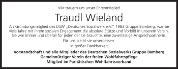 Anzeige von Traudl Wieland von MGO
