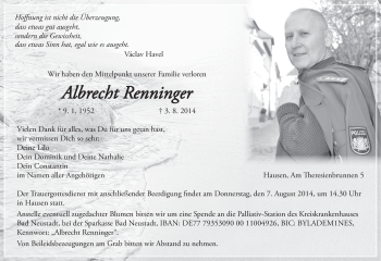 Anzeige von Albrecht Renninger von MGO