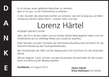 Anzeige von Lorenz Härtel von MGO