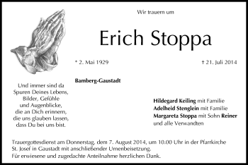 Anzeige von Erich Stoppa von MGO