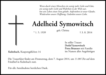 Anzeige von Adelheid Symowitsch von MGO