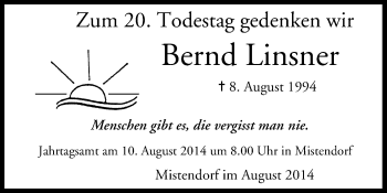 Anzeige von Bernd Linsner von MGO