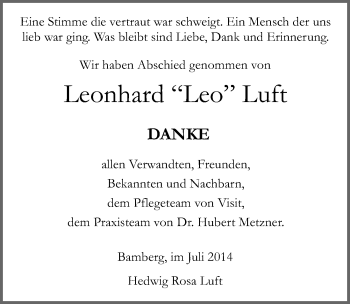 Anzeige von Leonhard Luft von MGO