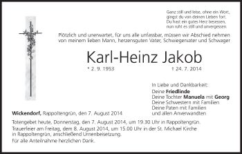 Anzeige von Karl-Heinz Jakob von MGO