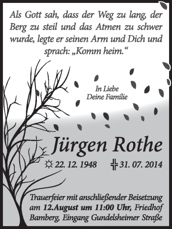 Anzeige von Jürgen Rothe von MGO