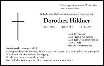 Anzeige von Dorothea Hildner von MGO