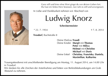 Anzeige von Ludwig Knorz von MGO