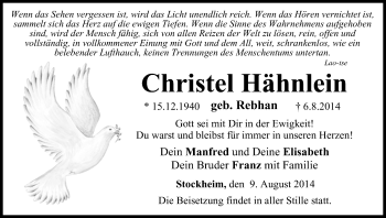 Anzeige von Christel Hähnlein von MGO