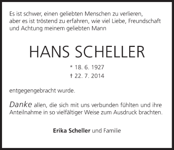 Anzeige von Hans Scheller von MGO
