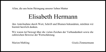 Anzeige von Elisabeth Hermann von MGO