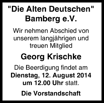 Anzeige von Georg Krischke von MGO
