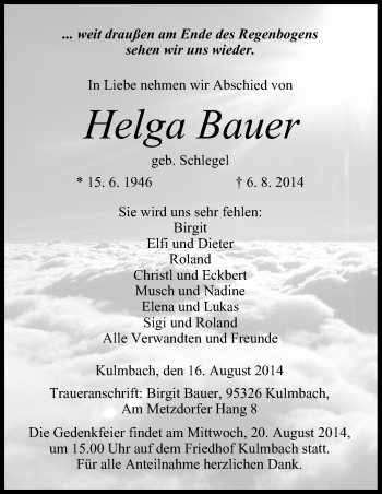Anzeige von Helga Bauer von MGO