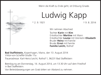 Anzeige von Ludwig Kapp von MGO