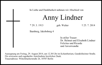 Anzeige von Anny Lindner von MGO