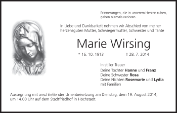 Anzeige von Marie Wirsing von MGO