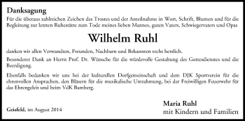 Anzeige von Wilhelm Ruhl von MGO