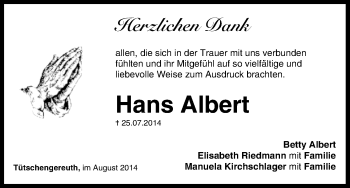 Anzeige von Hans Albert von MGO