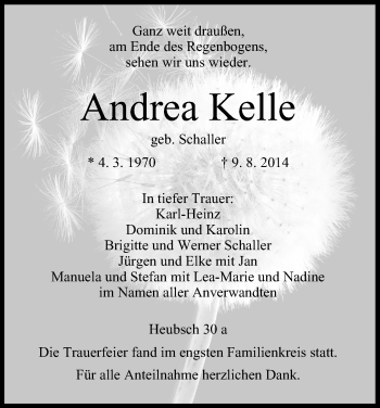Anzeige von Andrea Kelle von MGO
