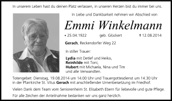 Anzeige von Emmi Winkelmann von MGO