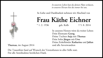Anzeige von Käthe Eichner von MGO