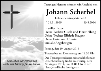 Anzeige von Johann Scherbel von MGO