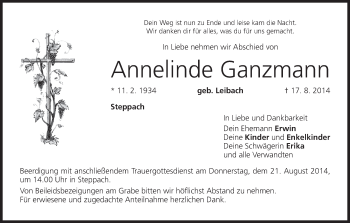 Anzeige von Annelinde Ganzmann von MGO