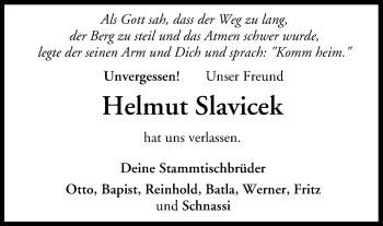 Anzeige von Helmut Slavicek von MGO
