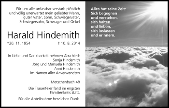 Anzeige von Harald Hindemith von MGO