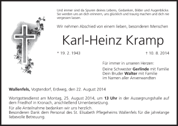 Anzeige von Karl-Heinz Kramp von MGO