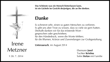 Anzeige von Irene Metzner von MGO