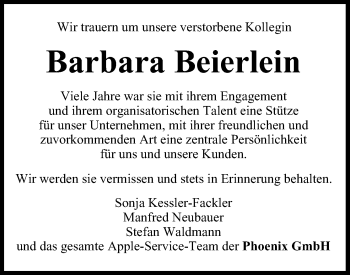 Anzeige von Barbara Beierlein von MGO