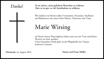 Anzeige von Marie Wirsing von MGO
