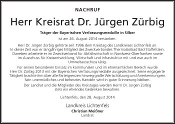 Anzeige von Jürgen Zürbig von MGO