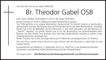 Anzeige von Theodor Gabel von MGO