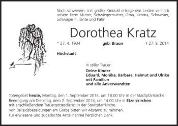 Anzeige von Dorothea Kratz von MGO