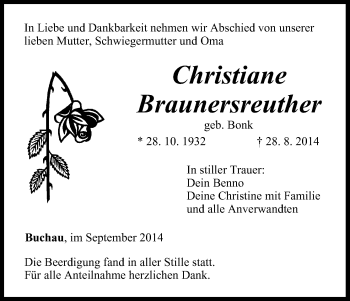 Anzeige von Christiane Braunersreuther von MGO