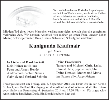 Anzeige von Kunigunda Kaufmair von MGO