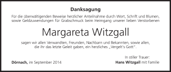 Anzeige von Margareta Witzgall von MGO
