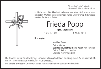 Anzeige von Frieda Popp von MGO