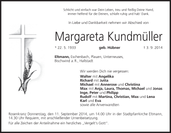 Anzeige von Margareta Kundmüller von MGO