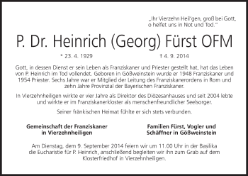 Anzeige von Heinrich Fürst von MGO