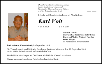 Anzeige von Karl Voit von MGO
