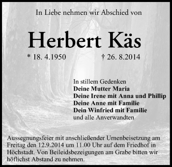 Anzeige von Herbert Käs von MGO