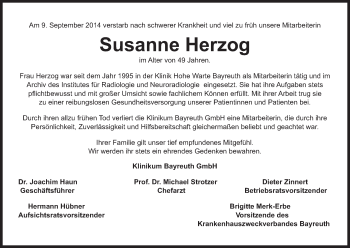 Anzeige von Susanne Herzog von MGO