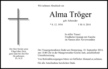Anzeige von Alma Tröger von MGO